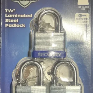 Bunker Hill Security 1-1/2 in. Keyed-Alike Padlocks,Laminated 3 Pack w 6 keys